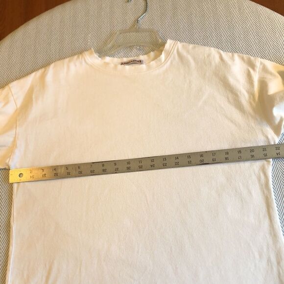 Junmanner White Long Sleeve Intentional Frayed Edges, Pit to Pit 22 1/4" - Picture 4 of 9